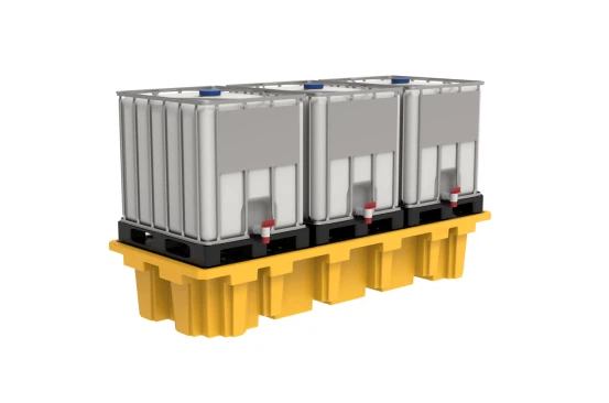 IBC kontajnerová paleta - 3 IBC prepravky